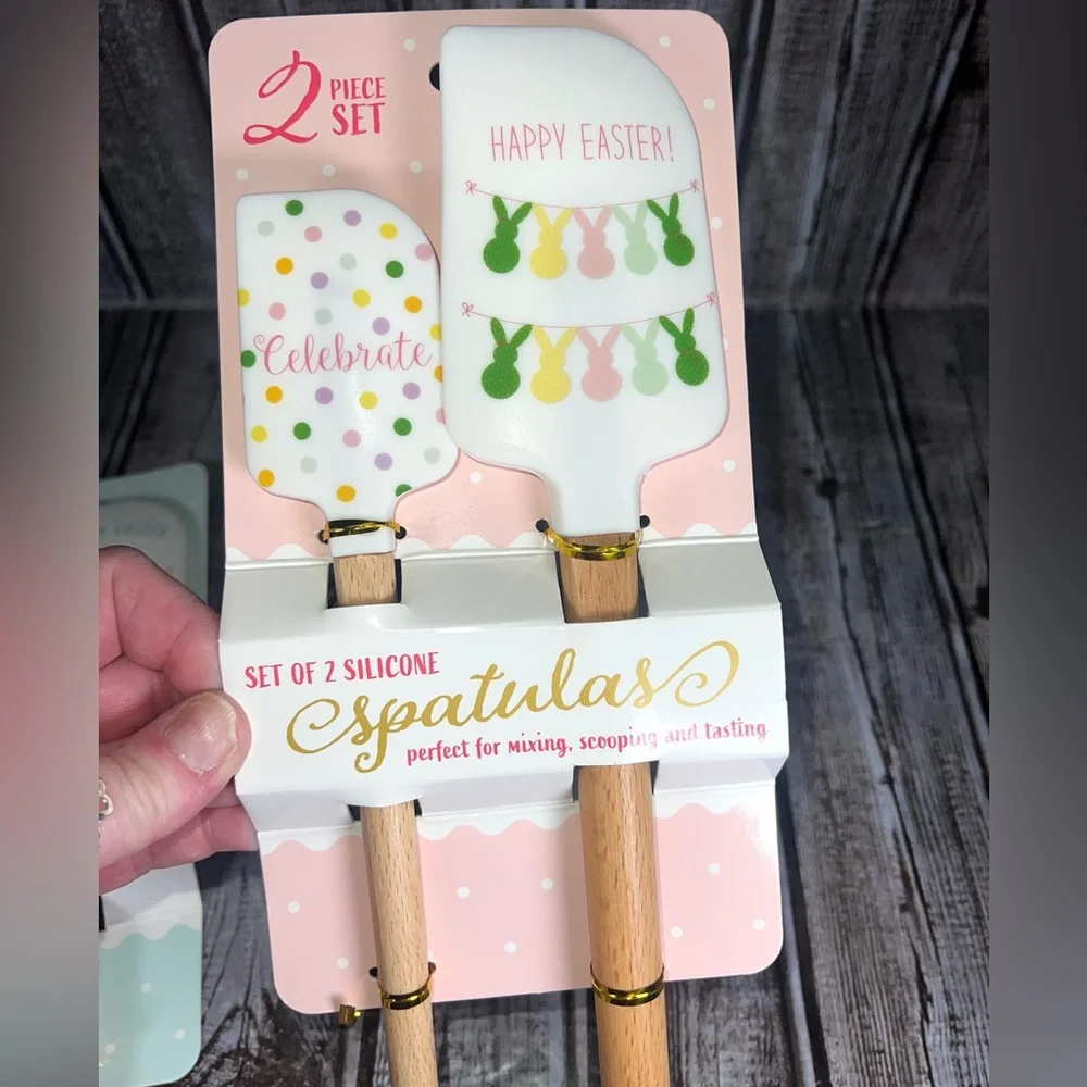 2 Sets Easter Silicone Spatula Set (2-Piece) – Bunny & Pastel Designs –‎ New